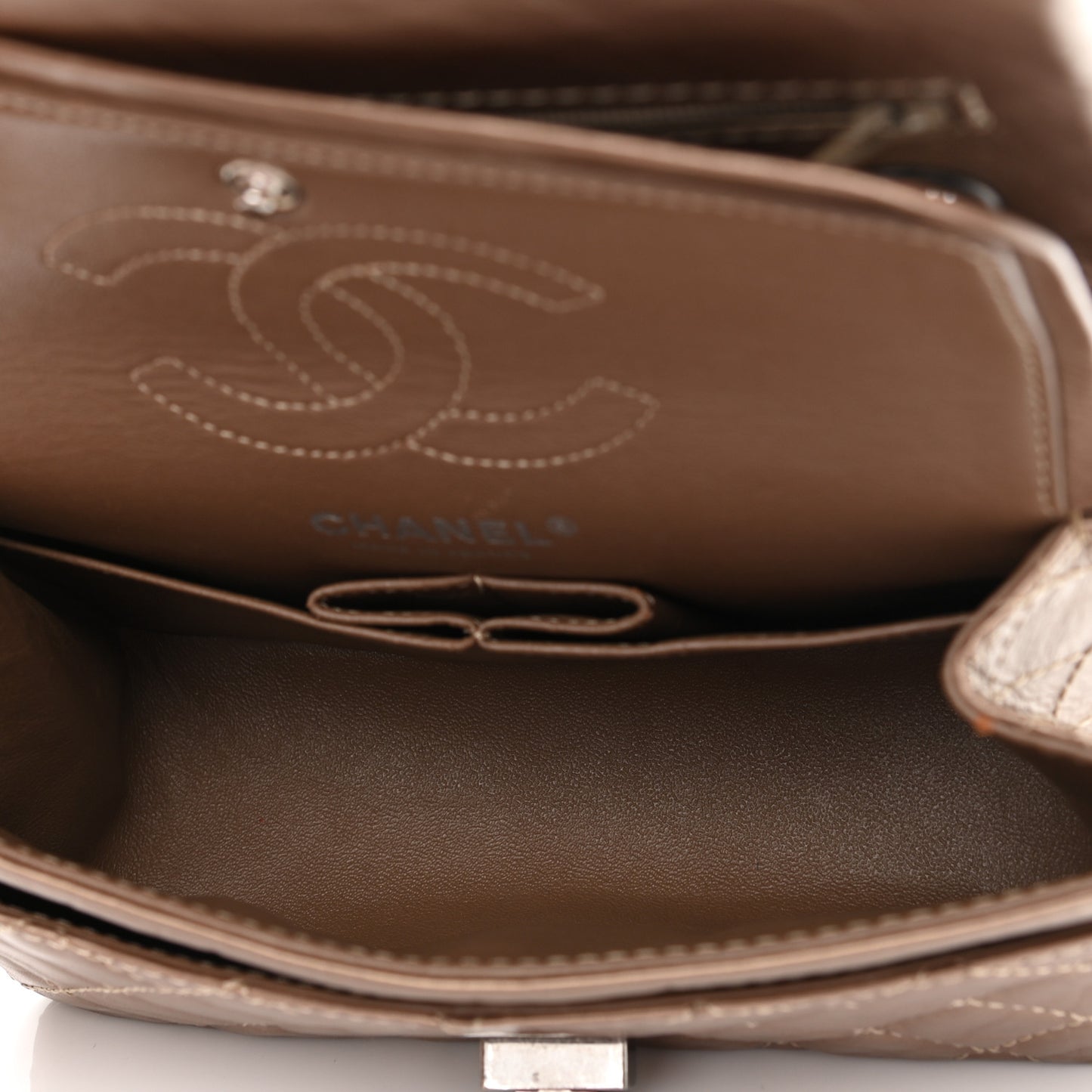 Aged Calfskin Quilted 2.55 Reissue 224 Flap Dark Gold