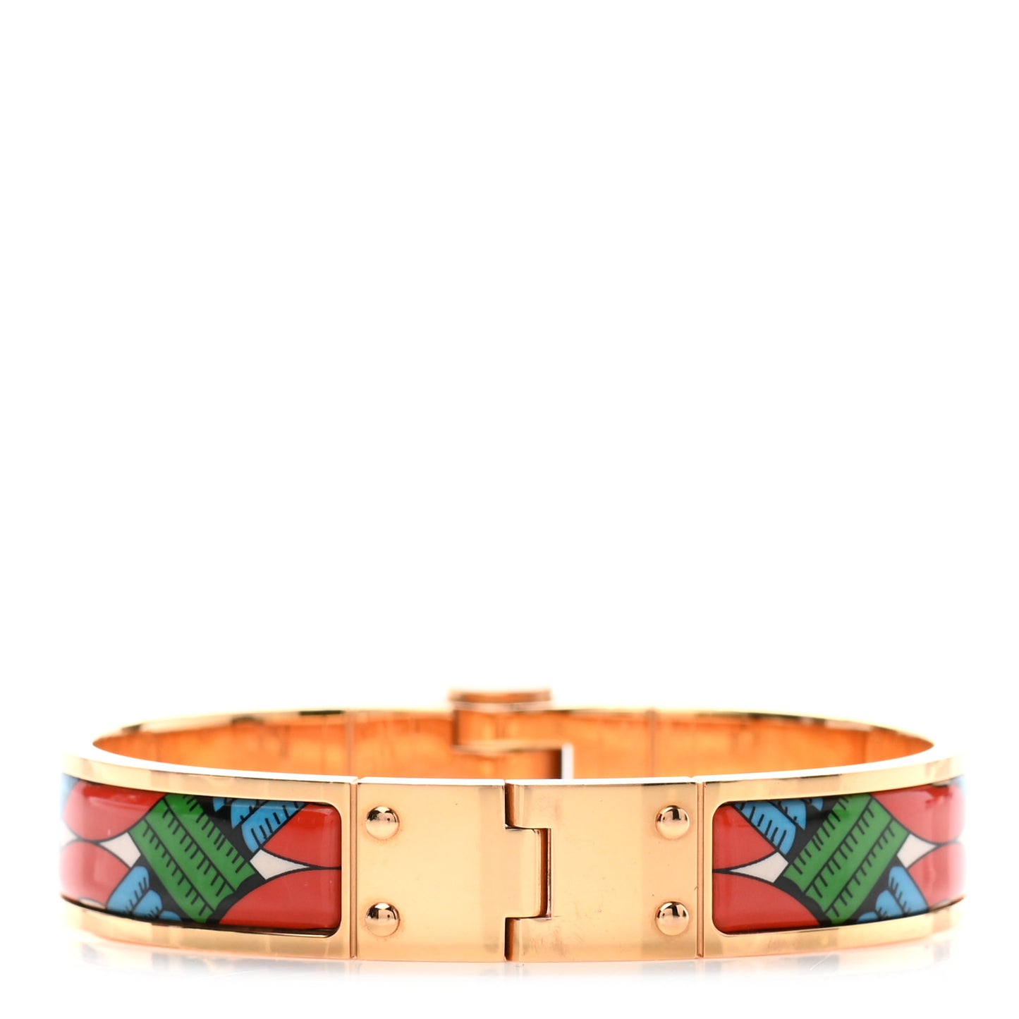 Enamel Printed Narrow Balades Equestres Folk Hinged Bracelet S