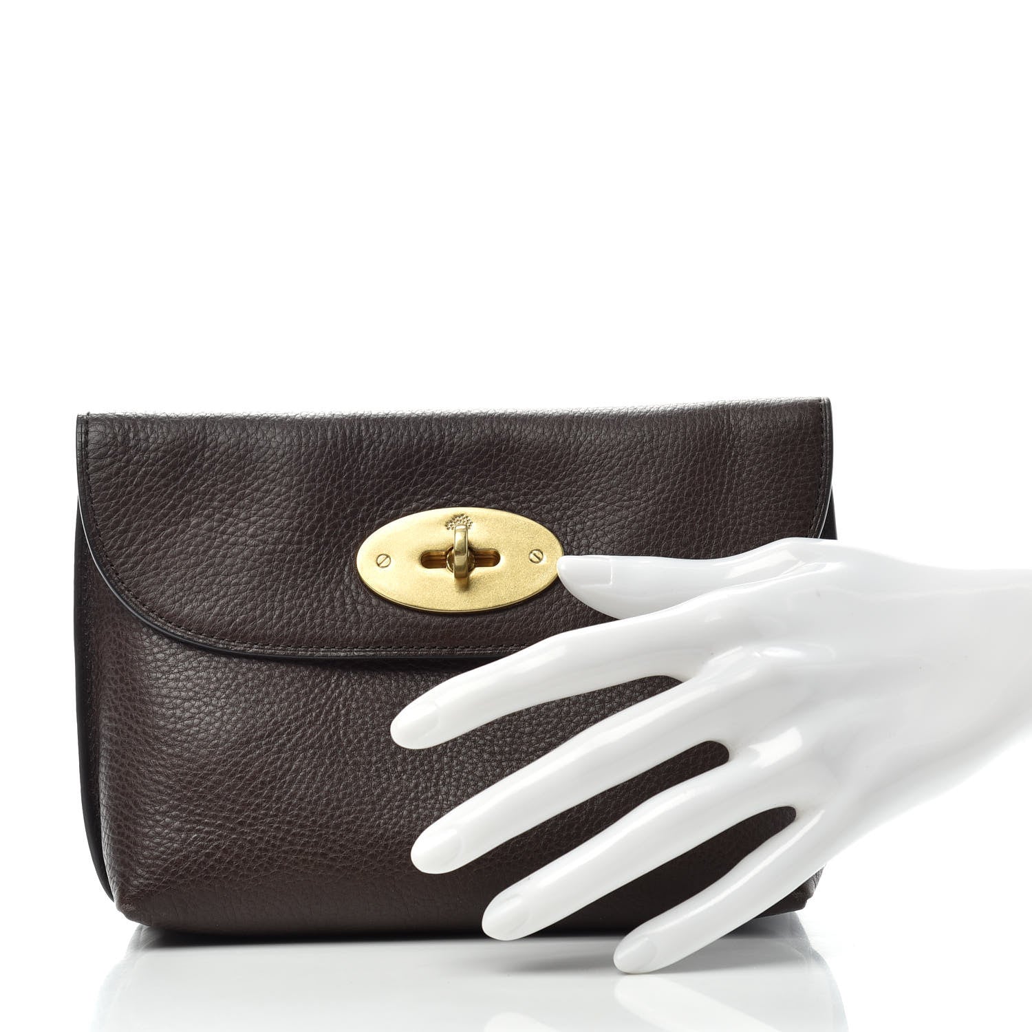 Mulberry Small Classic Grain Calfskin Darley Cosmetic Pouch Chocolate 2 of 7