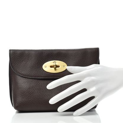 Mulberry Small Classic Grain Calfskin Darley Cosmetic Pouch Chocolate 2 of 7
