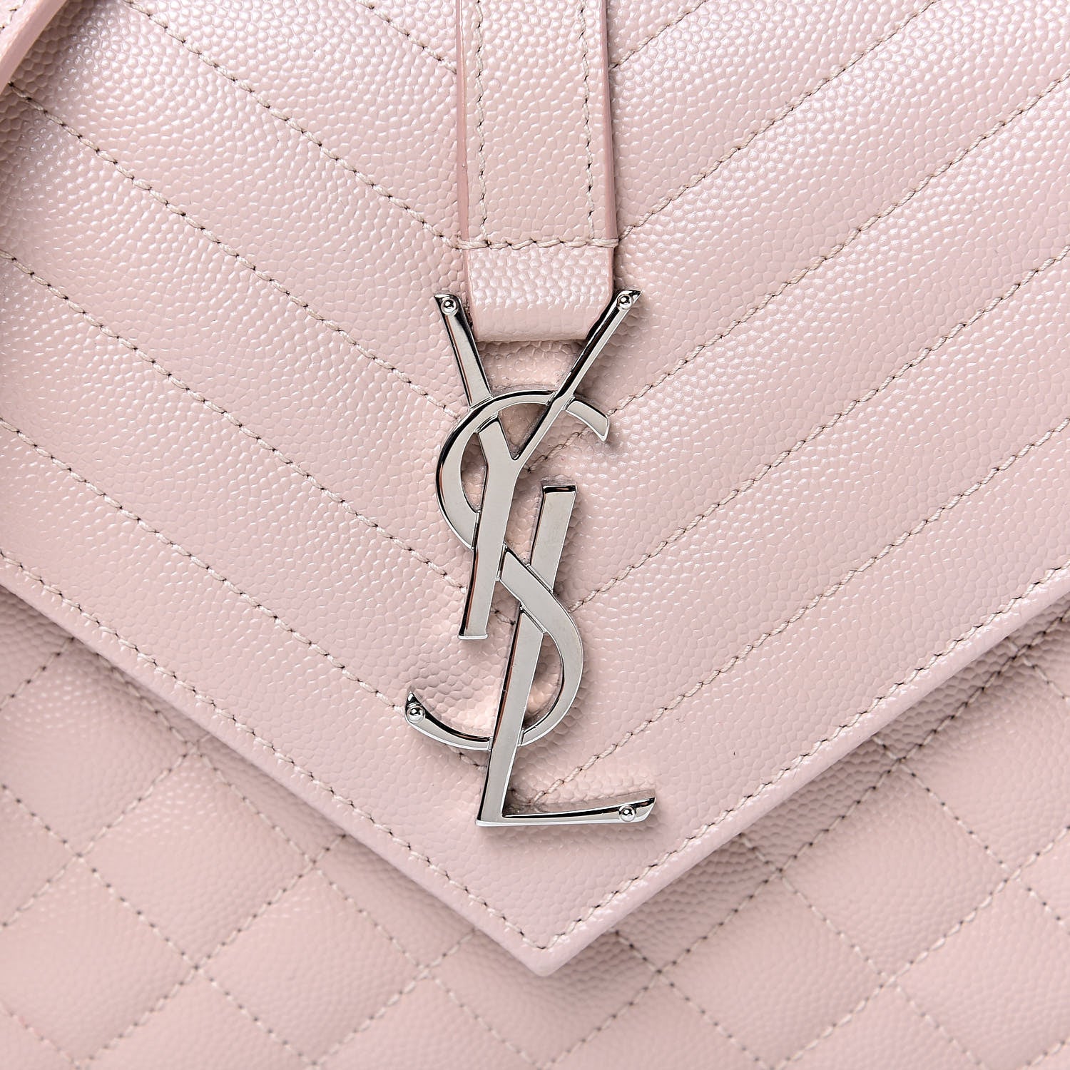Saint Laurent Grain De Poudre Textured Mixed Matelasse Medium Triquilt Monogram Satchel Marble Pink 8 of 10