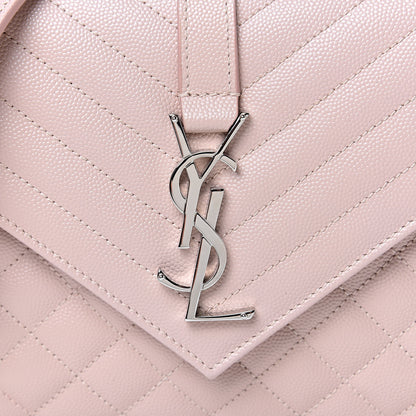 Saint Laurent Grain De Poudre Textured Mixed Matelasse Medium Triquilt Monogram Satchel Marble Pink 8 of 10