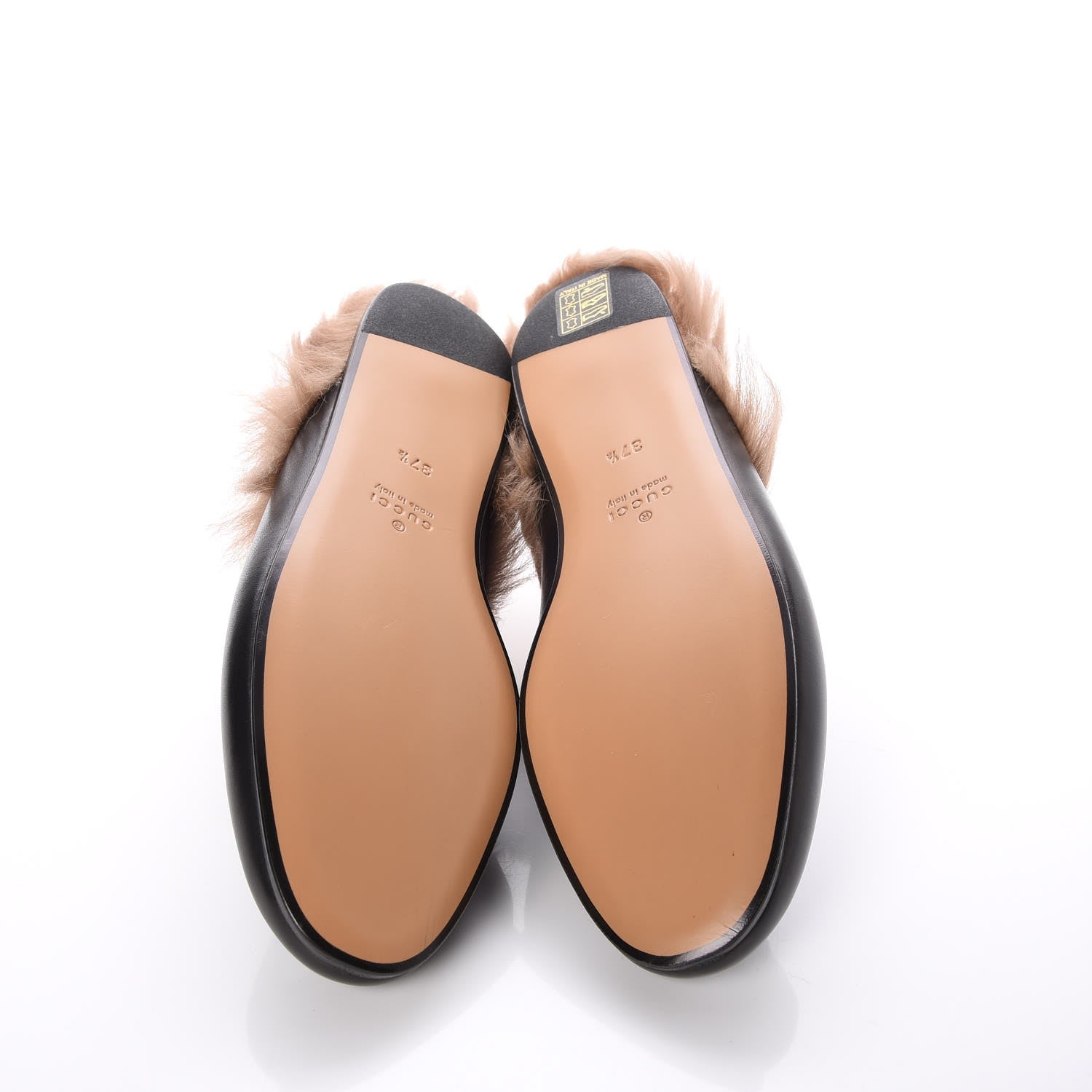 Gucci Calfskin Fur Womens Princetown Slippers 37.5 Black 5 of 7