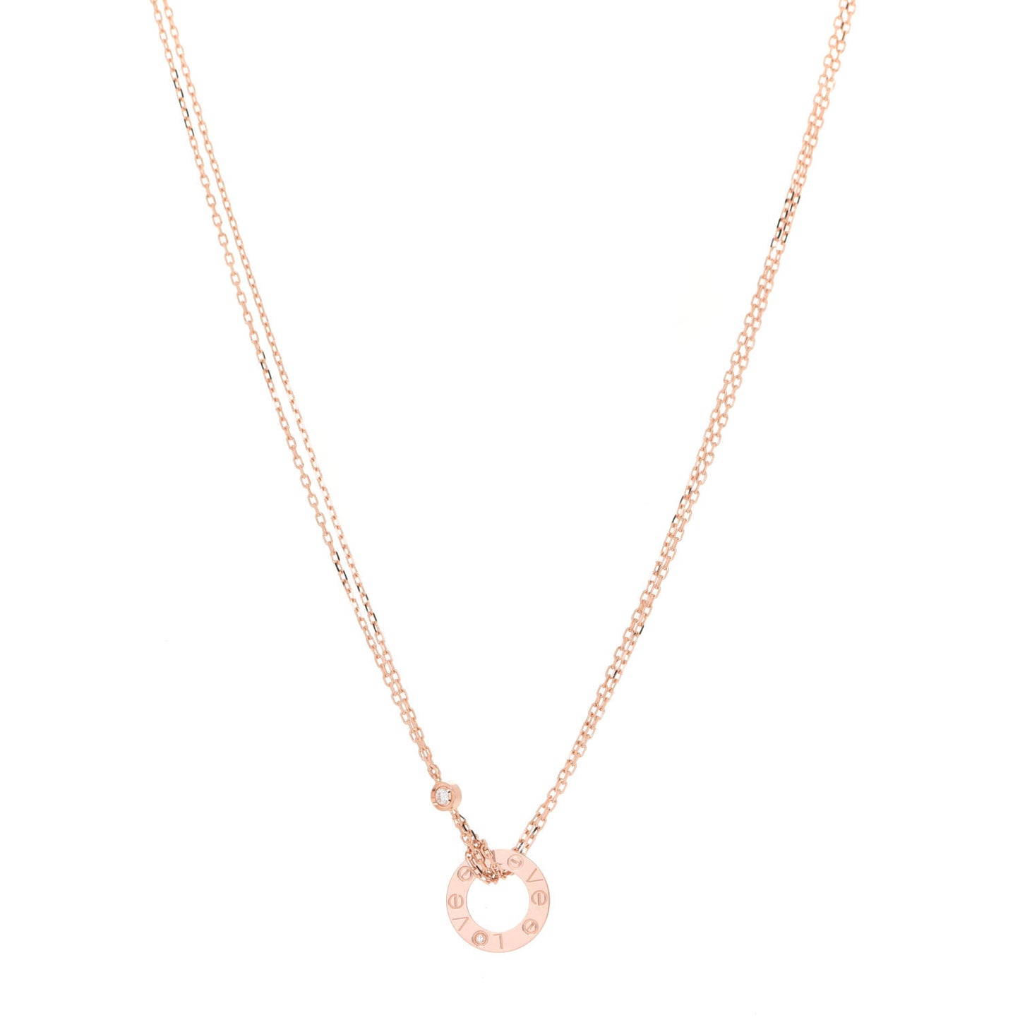18K Pink Gold 2 Diamond LOVE Necklace
