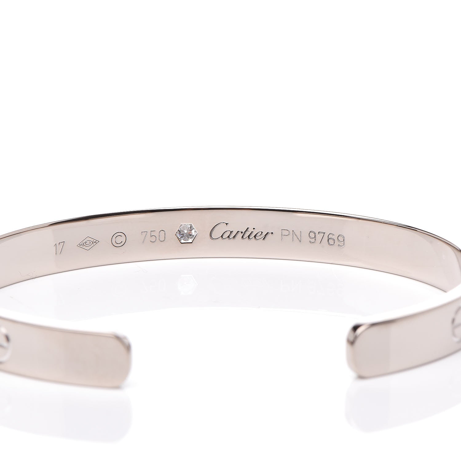 Cartier 18K White Gold 1 Diamond LOVE Cuff Bracelet 17 4 of 4