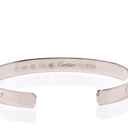 Cartier 18K White Gold 1 Diamond LOVE Cuff Bracelet 17 4 of 4