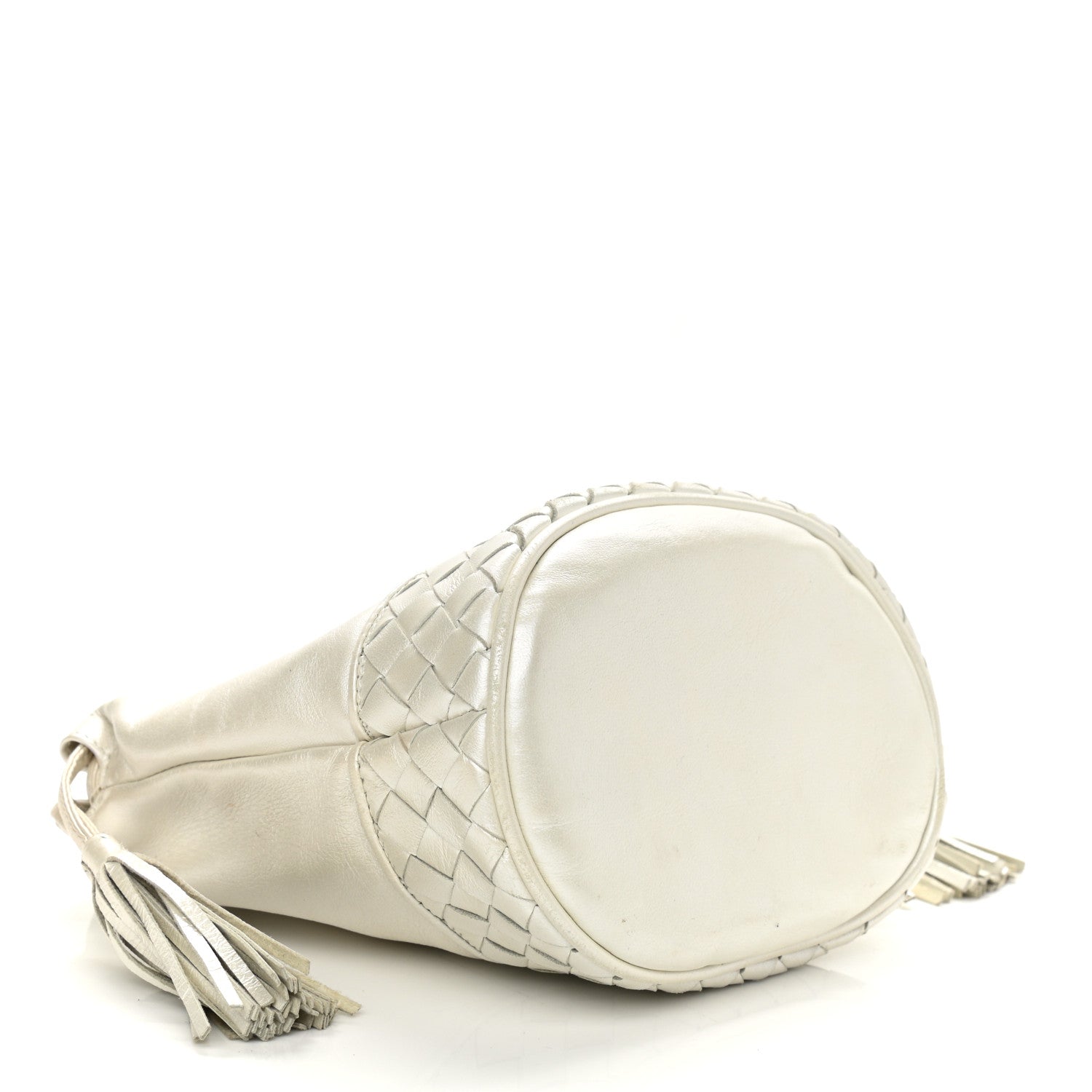 Bottega Veneta Nappa Intrecciato Drawstring Bucket Bag White 4 of 14