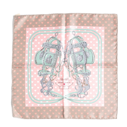 Hermes Silk Brides De Gala Love Pocket Square Beige Rose Dragee Vert Amande 1 of 5