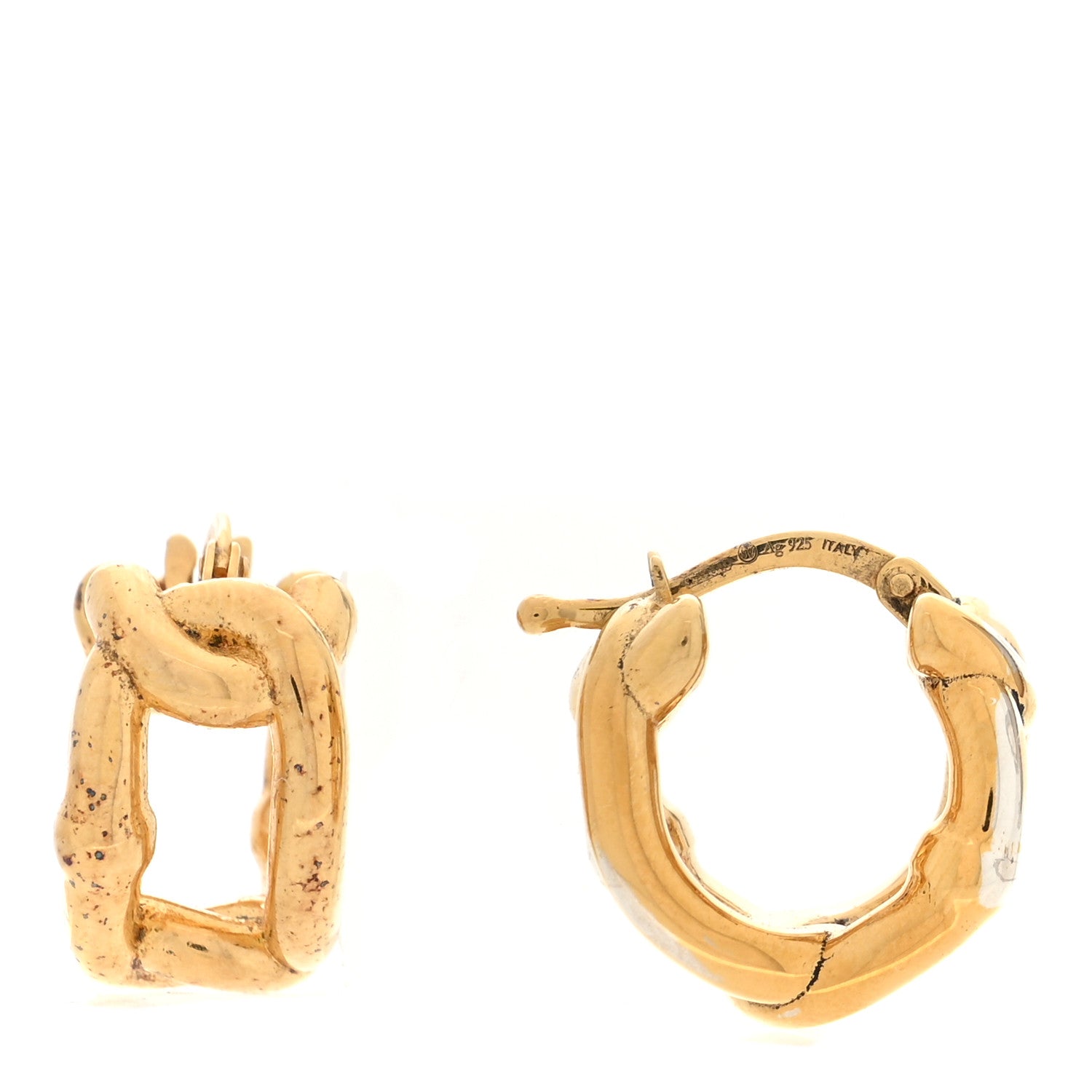 Bottega Veneta Sterling Silver Hoop Earrings Gold 1 of 4
