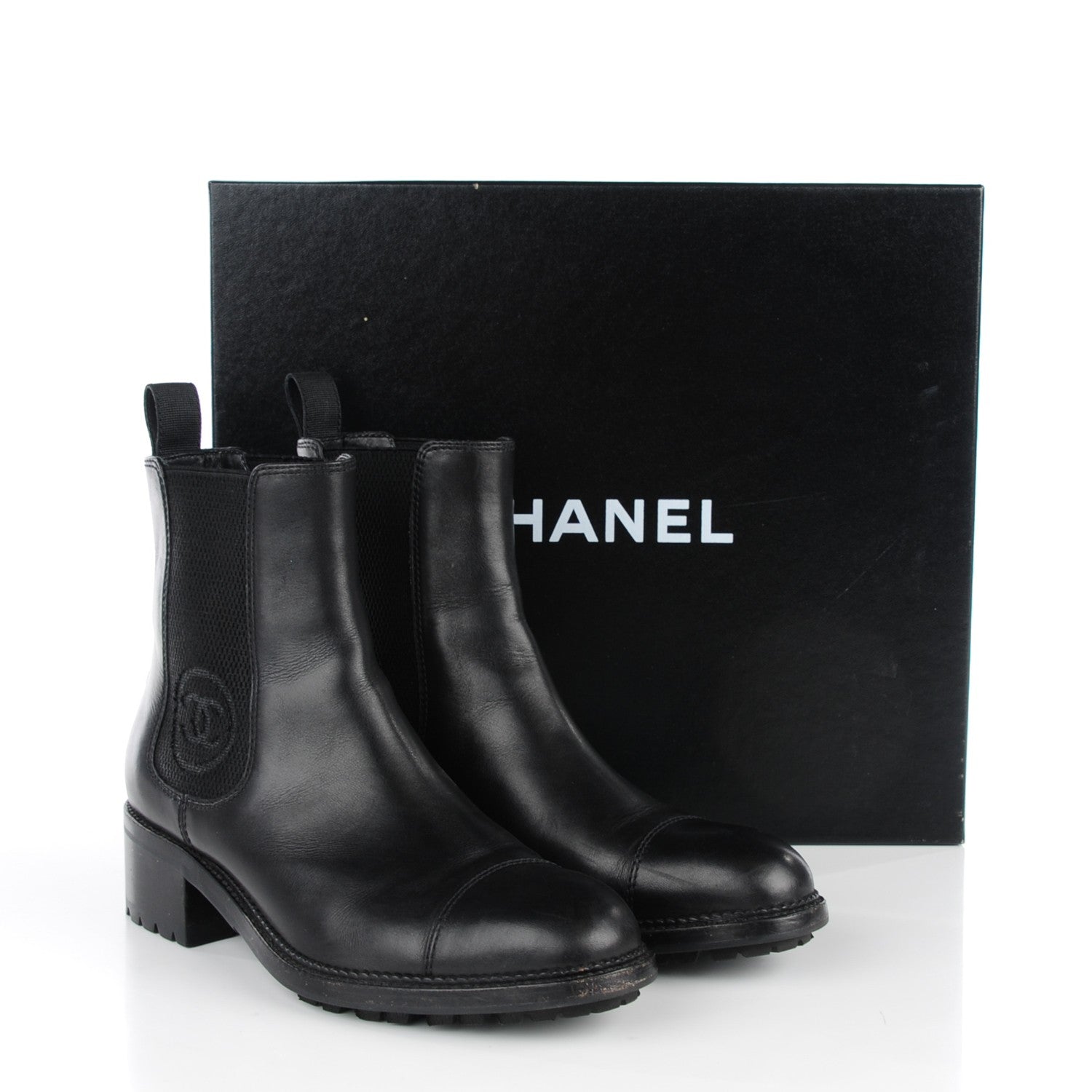 Chanel Calfskin Elastic Ankle Boots 37.5 Black 7 of 7