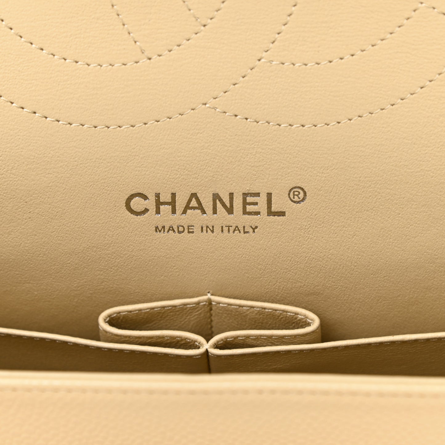 Caviar Quilted Jumbo Double Flap Light Beige