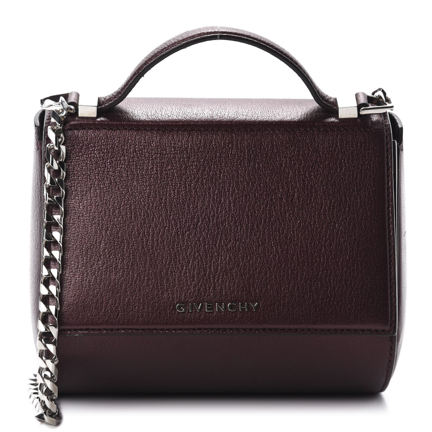 Givenchy Textured Calfskin Mini Pandora Box Chain Crossbody Bag Oxblood 1 of 10