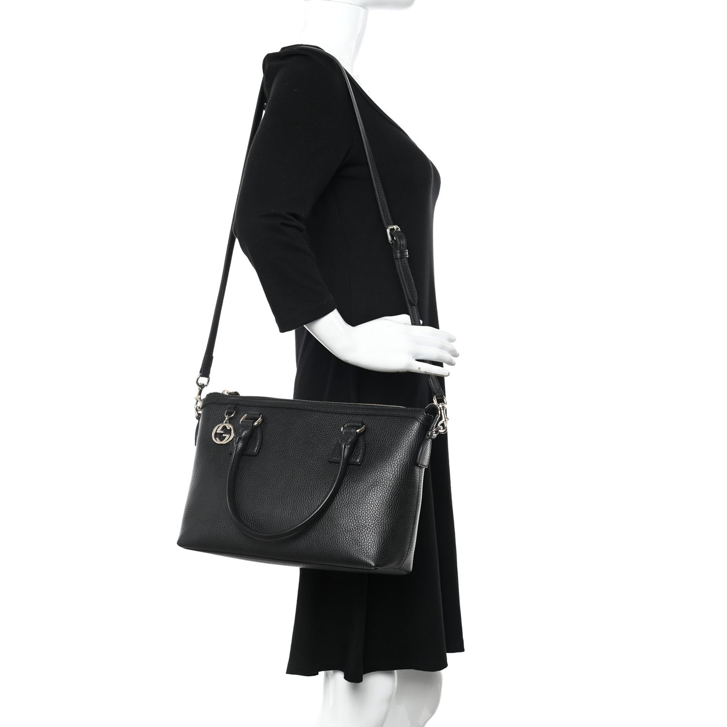 Dollar Calfskin GG Charm Satchel Black