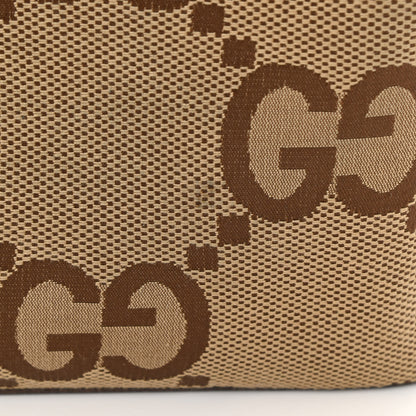 Gucci Monogram Jumbo GG Textured Dollar Calfskin Web Wristlet Messenger Bag Camel Ebony New Acero 11 of 12