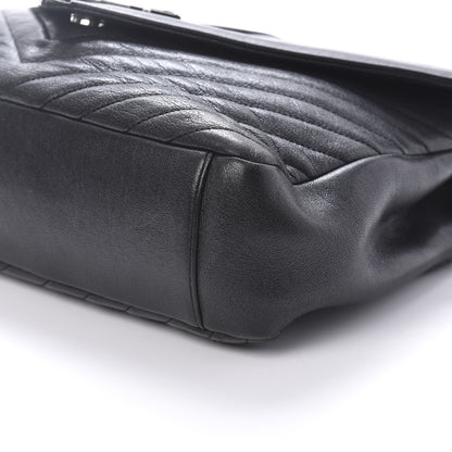 Saint Laurent Sheepskin Matelasse Chevron Monogram Large College Satchel Black 7 of 9