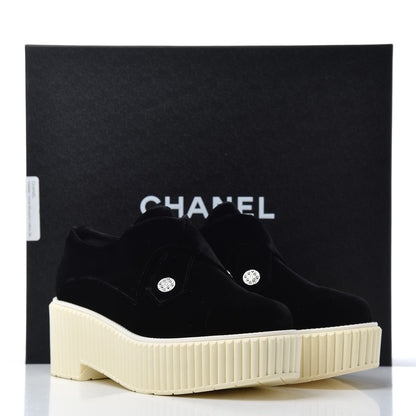 Chanel Velvet Mocassin Loafers 38 Black 10 of 10