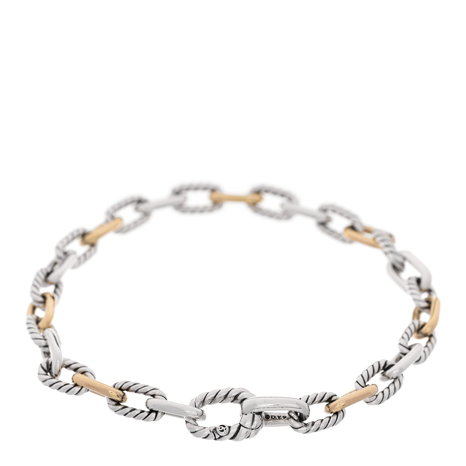 David Yurman Sterling Silver 18K Yellow Gold 5.5mm DY Madison Link Chain Bracelet 2 of 5