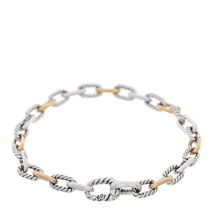 David Yurman Sterling Silver 18K Yellow Gold 5.5mm DY Madison Link Chain Bracelet 2 of 5