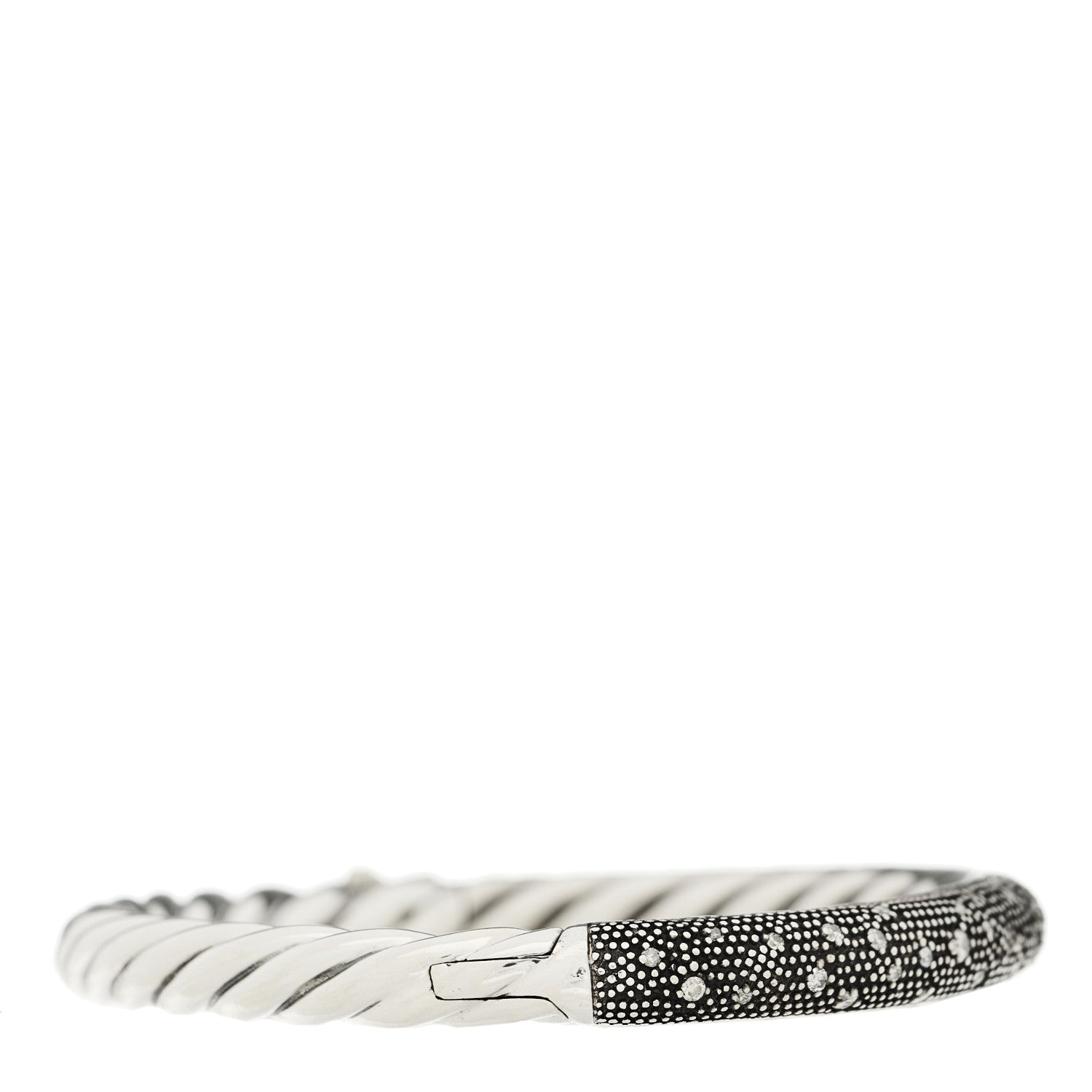 David Yurman Sterling Silver Diamond 5mm Midnight Melange Bangle Bracelet 4 of 8