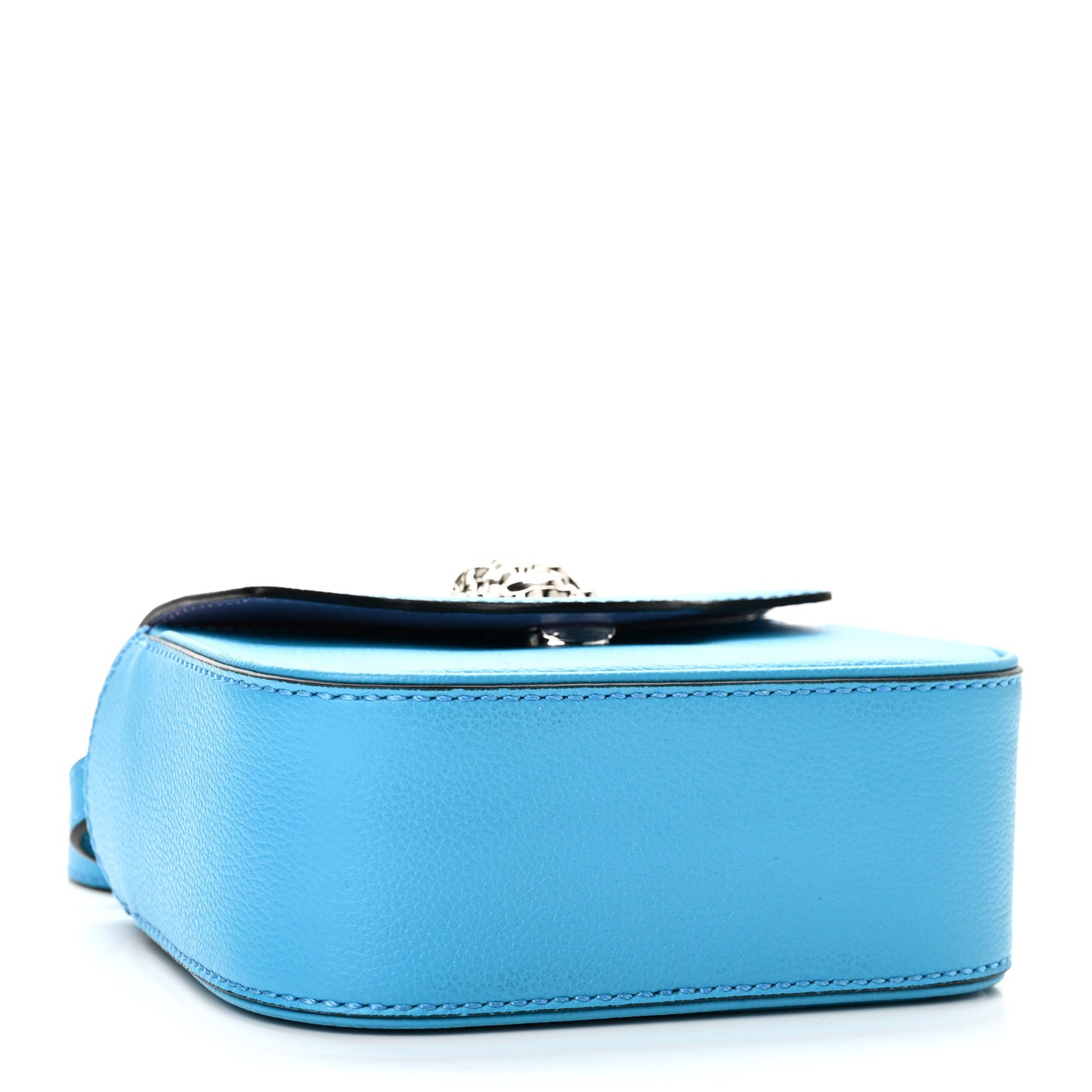 Grained Calfskin Mini La Medusa Bag Turquoise