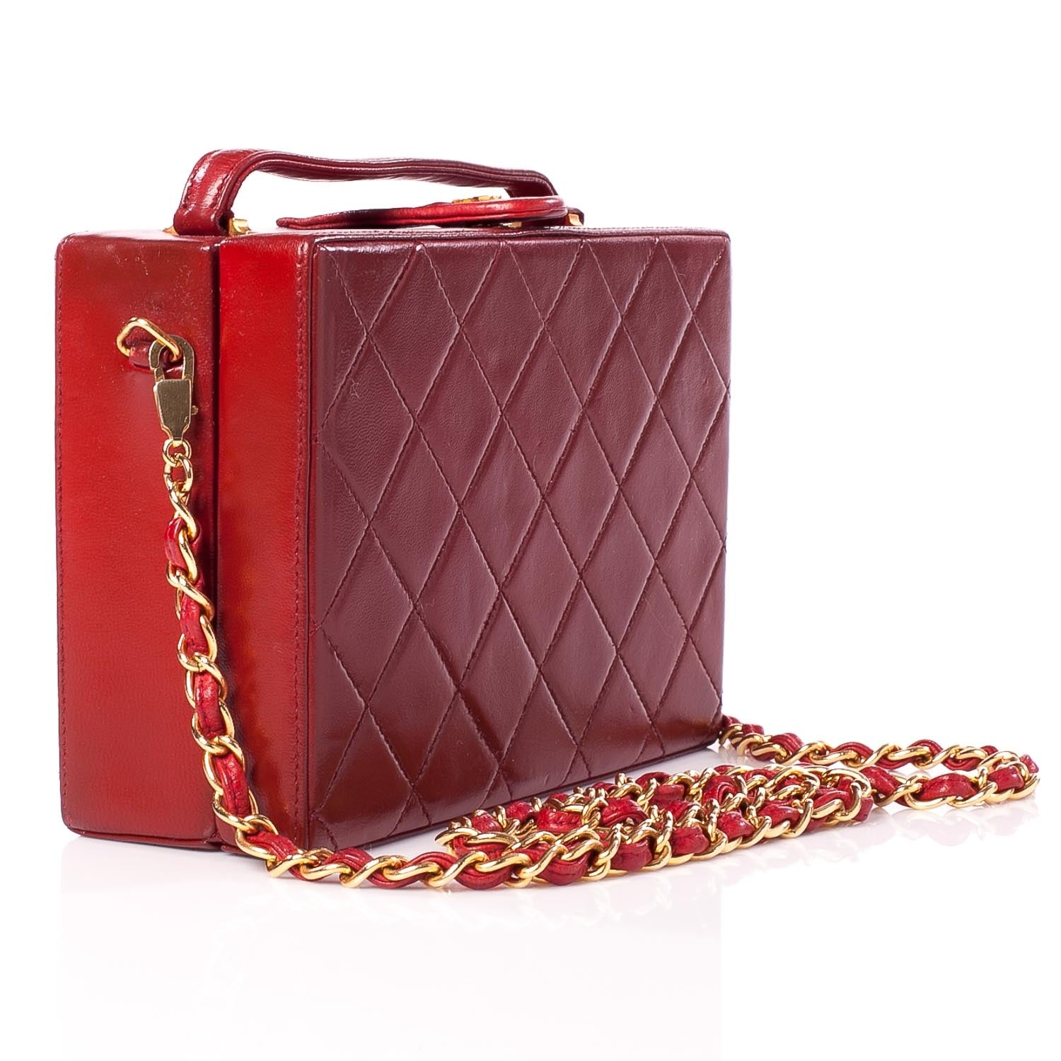 Chanel Lambskin Quilted Box Bag Red 3 of 10