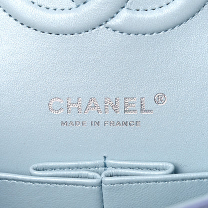 Chanel Perforated Lambskin Quilted Medium Double Flap Light Blue Light Purple White 6 of 10