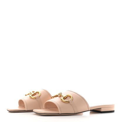 Gucci Nappa Horsebit Flat Slide Sandals 37.5 Skin Rose 4 of 9
