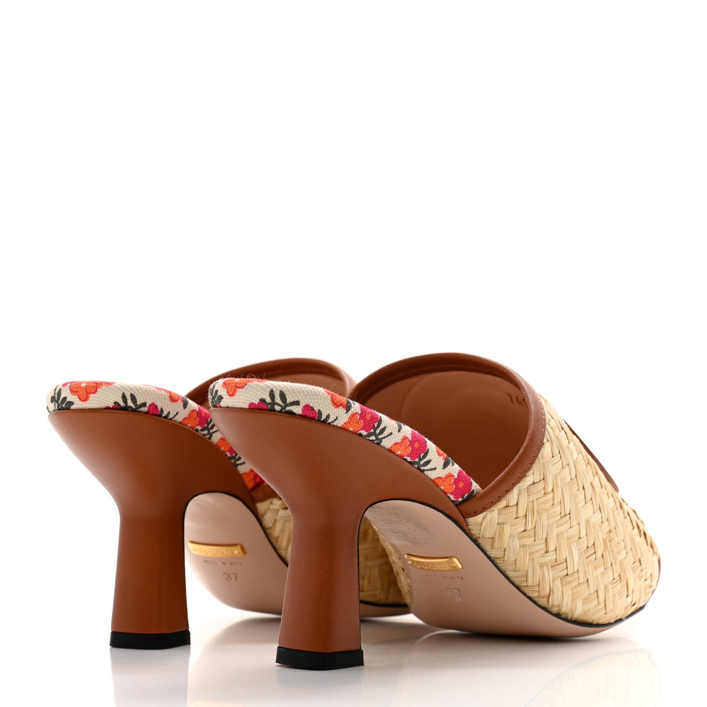 Raffia Malaga Kid Interlocking G Sandals 37 Palmi Naturale Harness Brown