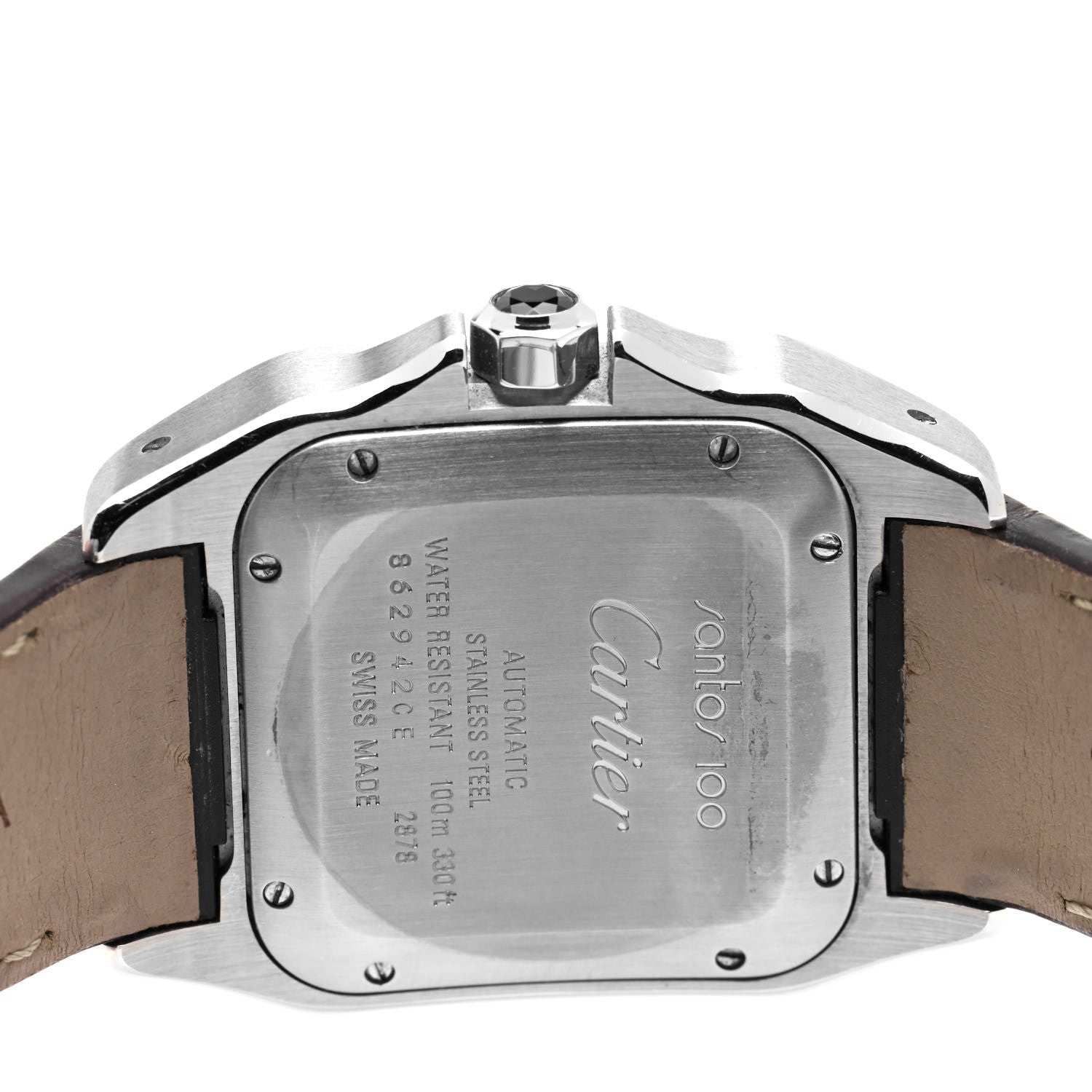 Cartier Stainless Steel 18K Pink Gold Alligator 33mm Santos 100 Automatic Watch 4 of 4