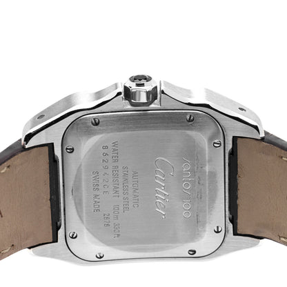 Cartier Stainless Steel 18K Pink Gold Alligator 33mm Santos 100 Automatic Watch 4 of 4