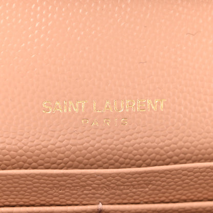 Saint Laurent Grain De Poudre Matelasse Chevron Monogram Chain Wallet Vintage Peach 7 of 10