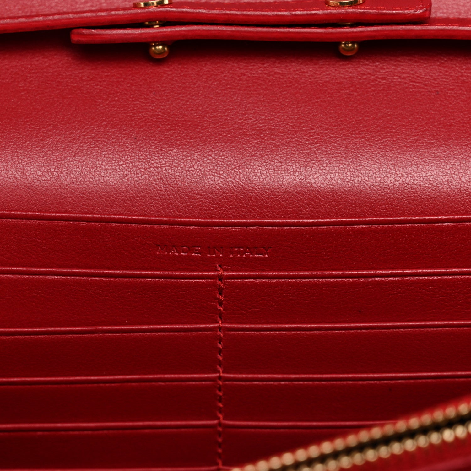 Saint Laurent Calfskin Crocodile Embossed Monogram Chain Wallet New Lipstick Red 7 of 13