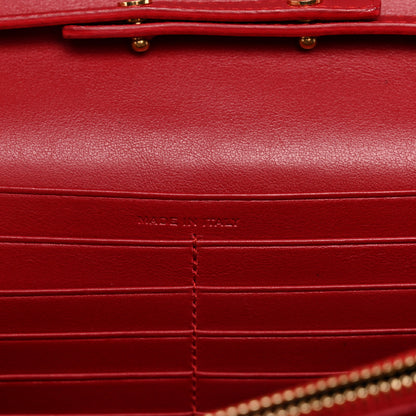 Saint Laurent Calfskin Crocodile Embossed Monogram Chain Wallet New Lipstick Red 7 of 13