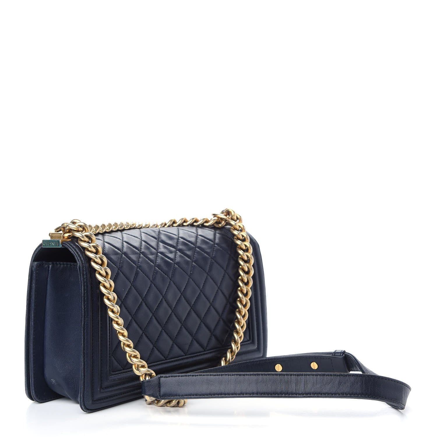 Chanel Lambskin Quilted Medium Boy Flap Dark Navy 2 of 11