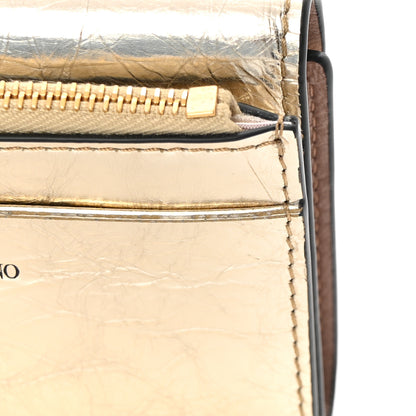 Valentino Garavani Metallic Crackle Effect Calfskin Small Loco Wallet Platino 10 of 10