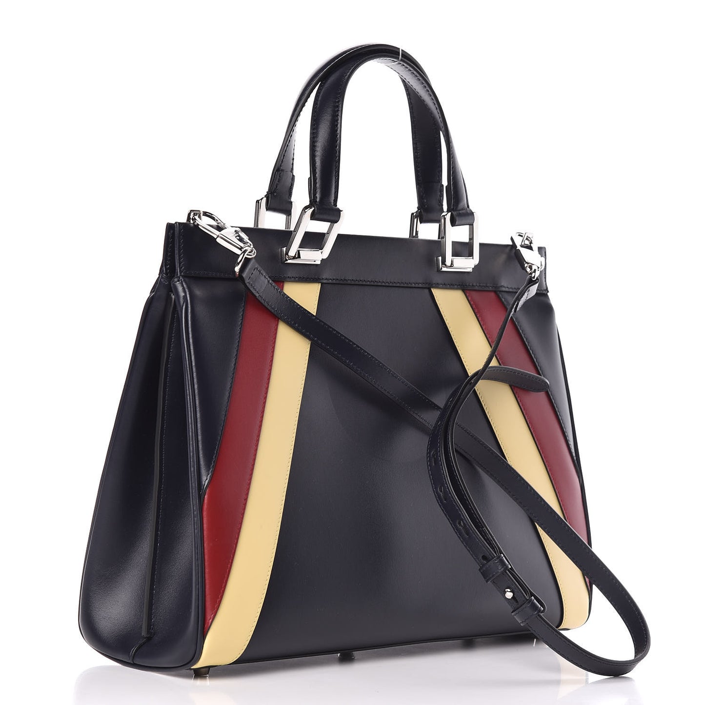 Smooth Calfskin Medium Zumi Top Handle Bag Blue Romantic Cerise Butter Multicolor