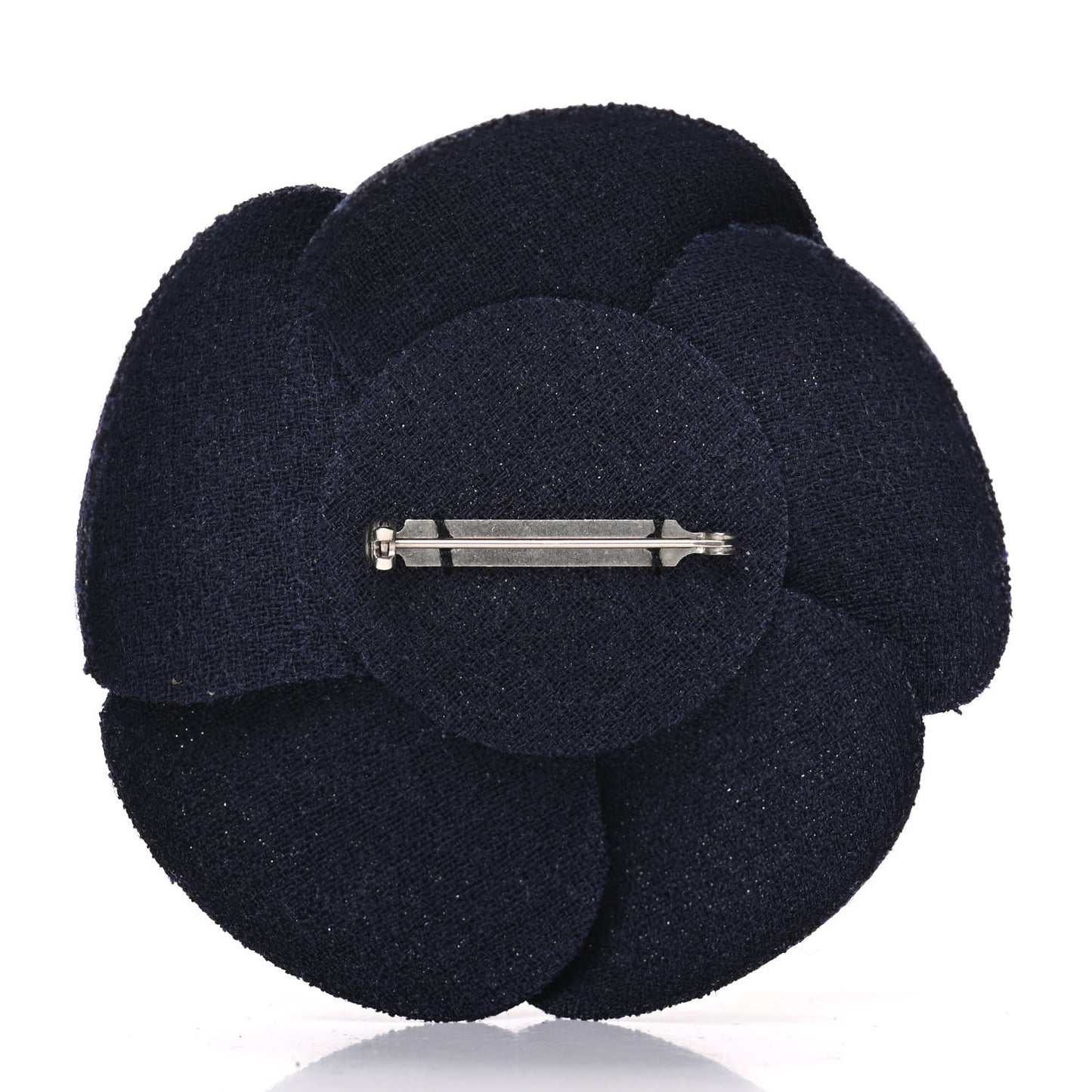 Tweed Camellia Pin Brooch Navy Blue