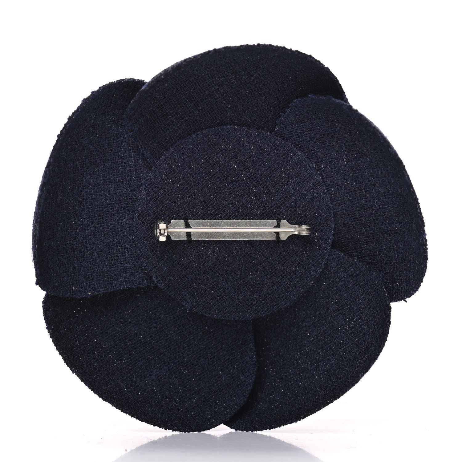 Chanel Tweed Camellia Pin Brooch Navy Blue 3 of 5