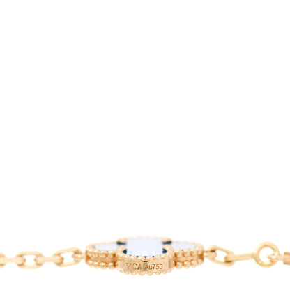 Van Cleef & Arpels 18K Yellow Gold Blue Agate 5 Motifs Vintage Alhambra Bracelet 3 of 4