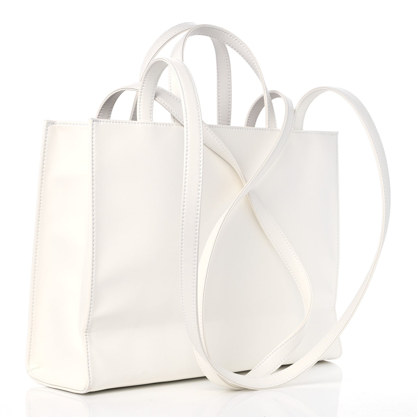 Vegan Leather Medium Shopping Bag White