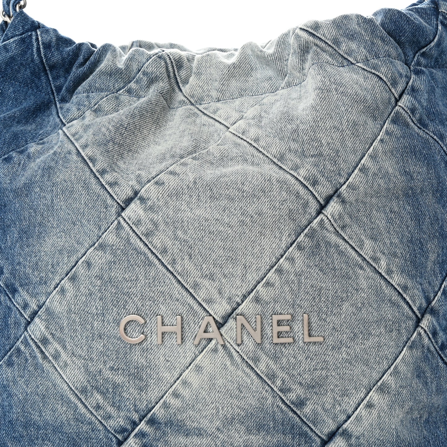 Denim Quilted Small Chanel 22 Blue