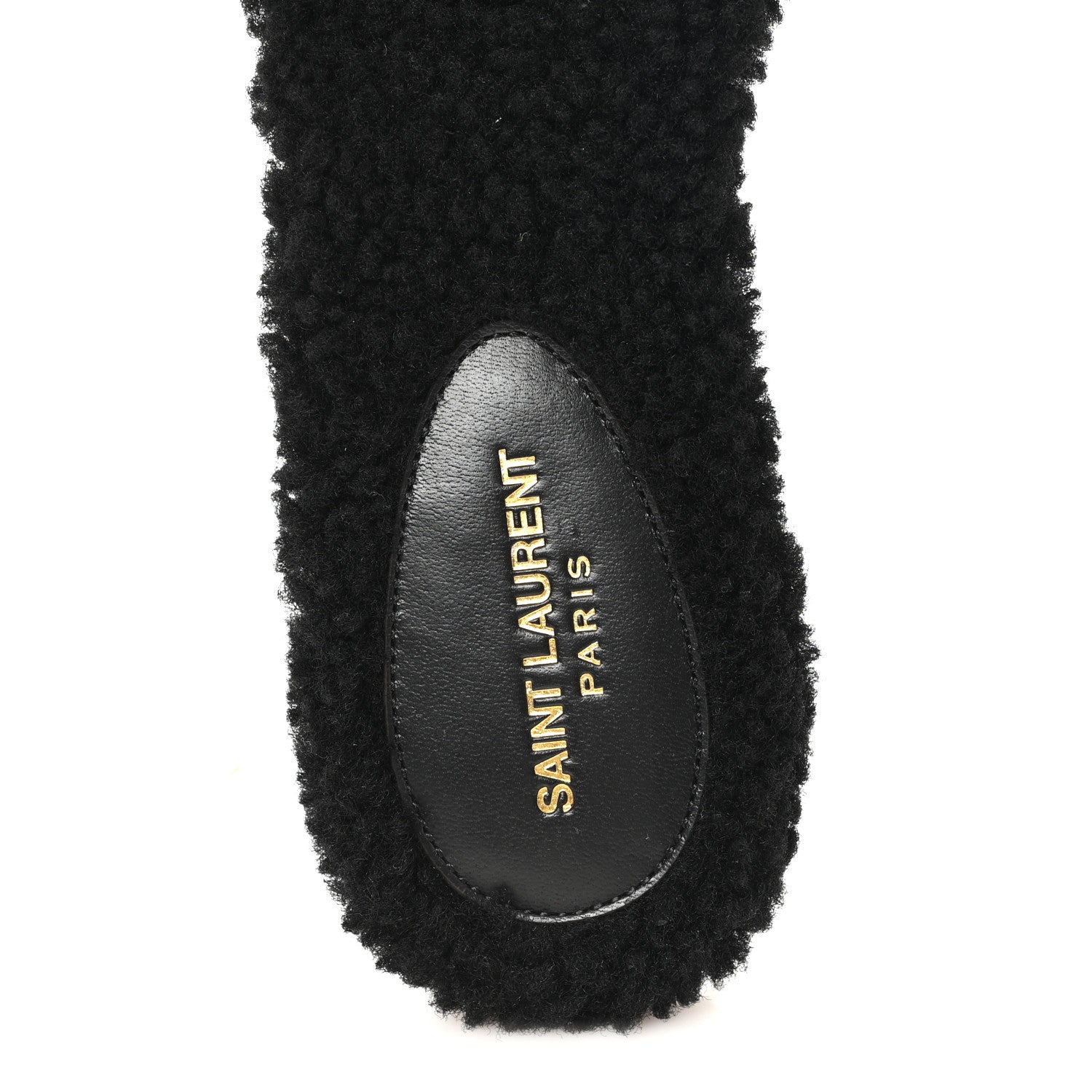 Saint Laurent Shearling Tribute Flat Mules 38 Black 8 of 10