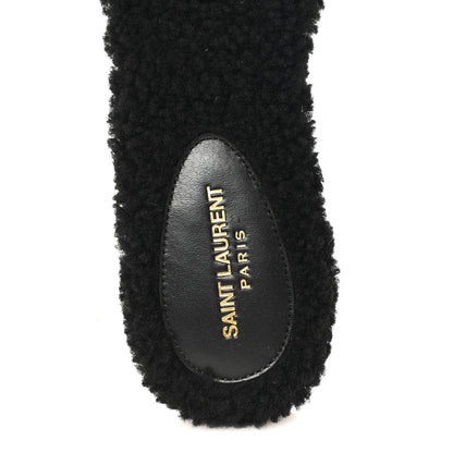 Saint Laurent Shearling Tribute Flat Mules 38 Black 8 of 10