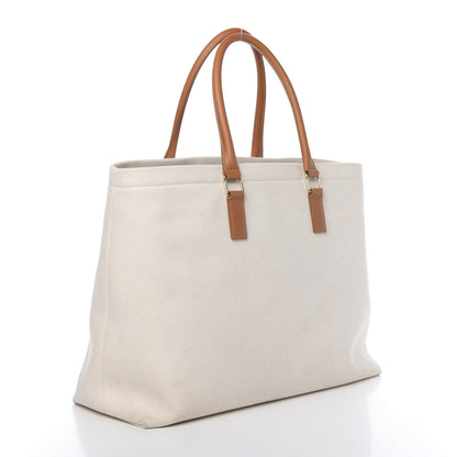 Celine Canvas Calfskin Horizontal Cabas Natural Tan 3 of 14