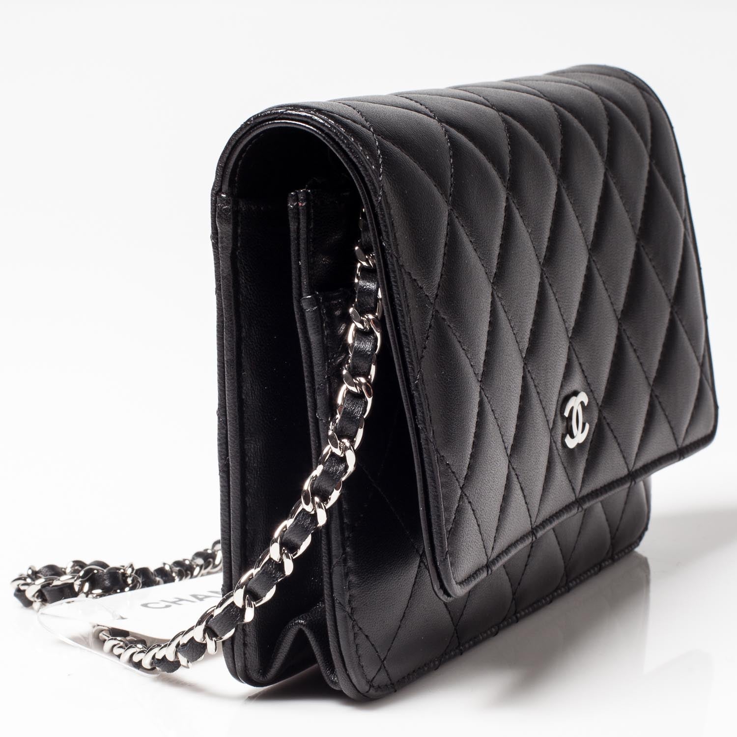 Chanel Lambskin Quilted Wallet On Chain WOC Black 3 of 10