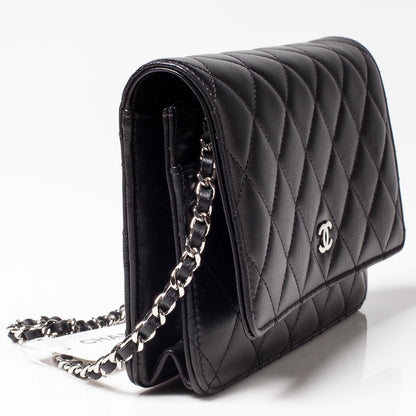 Chanel Lambskin Quilted Wallet On Chain WOC Black 3 of 10