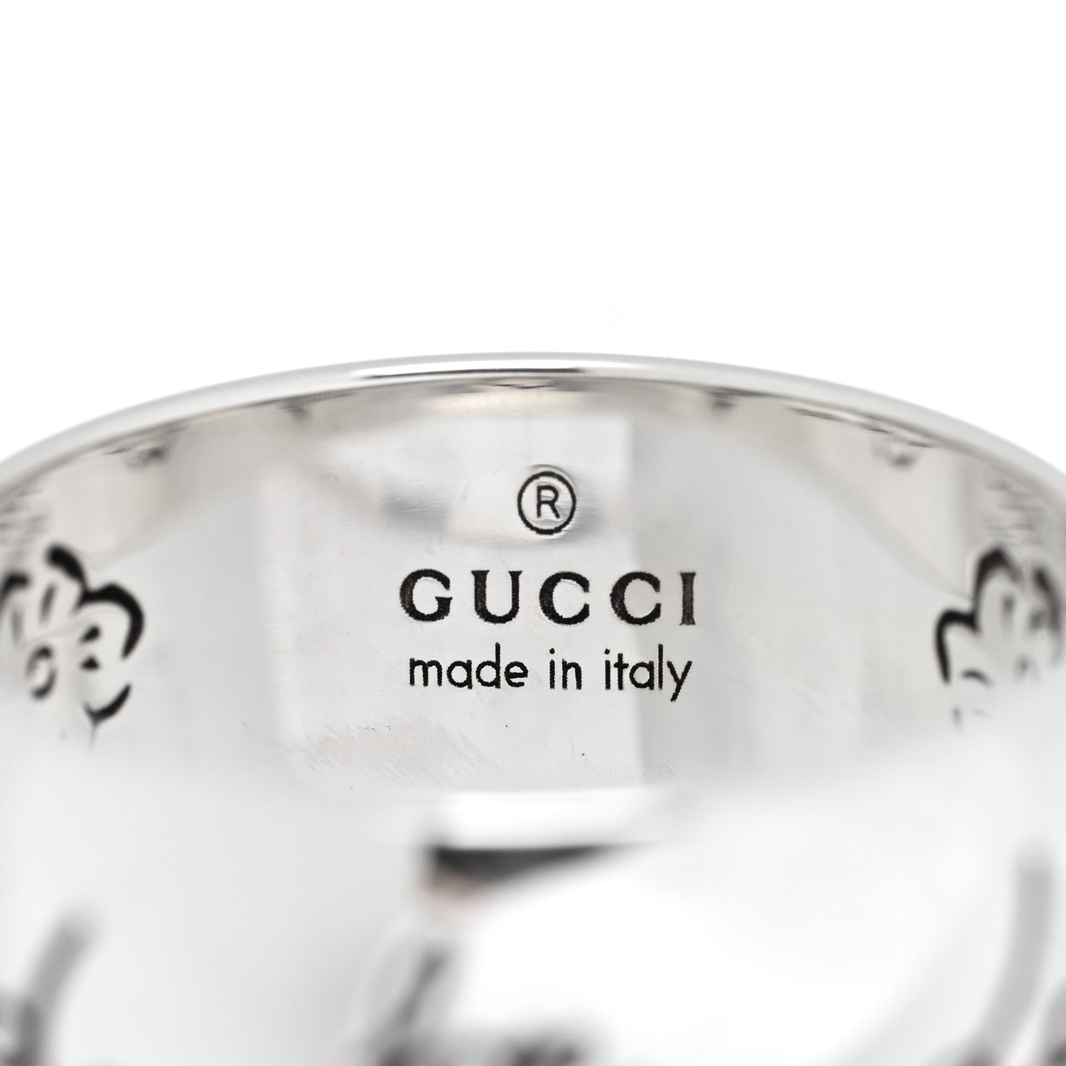 Gucci Sterling Silver Wide Blind for Love Band Ring 63 10.5 4 of 4