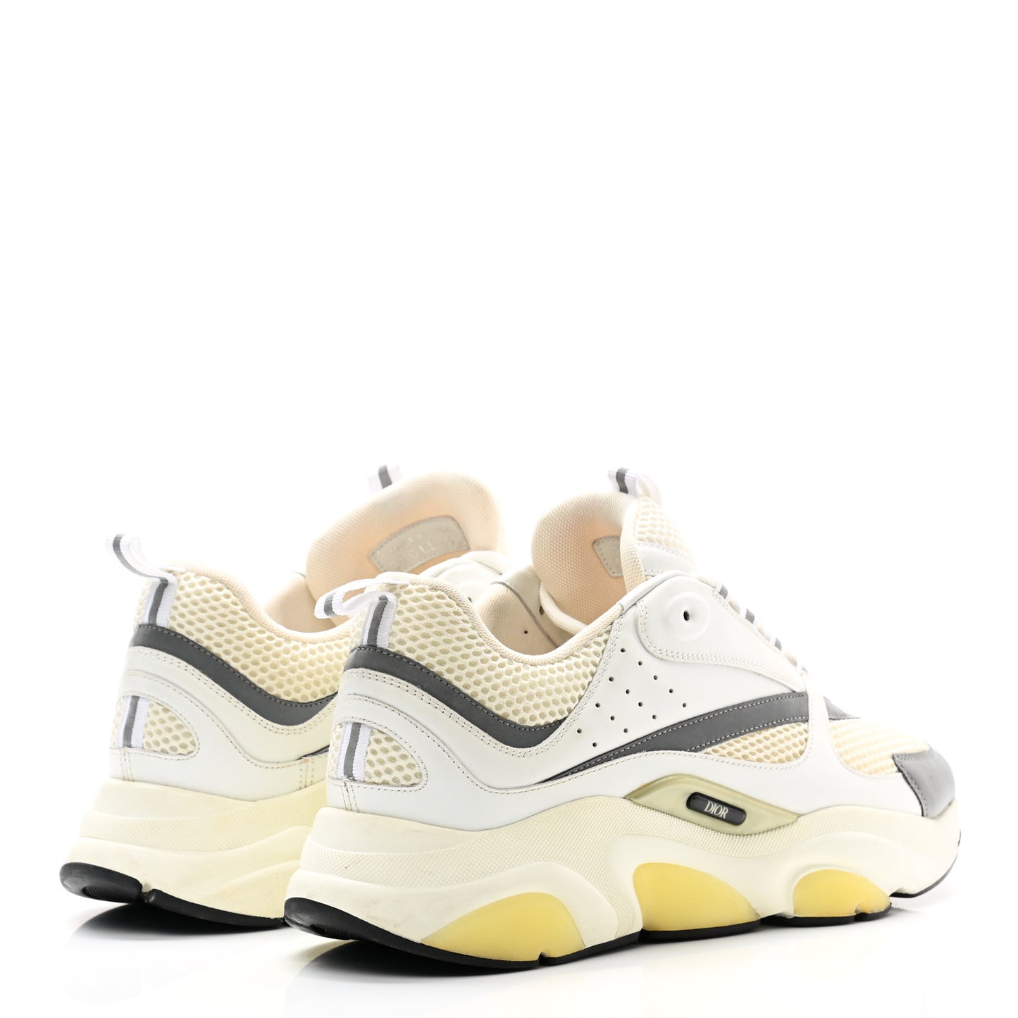 Technical Mesh Calfskin Mens B22 Sneakers 46 White Yellow