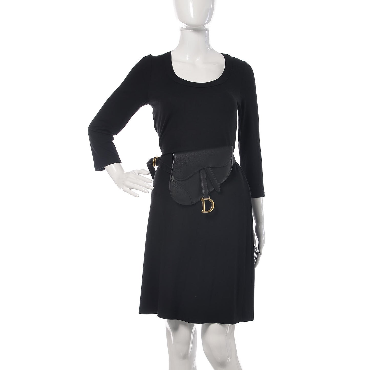 Grained Calfskin Saddle Belt Bag Black