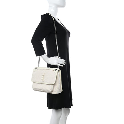 Saint Laurent Tweed Calfskin Matelasse Monogram Medium Niki Chain Satchel Ivory 2 of 11